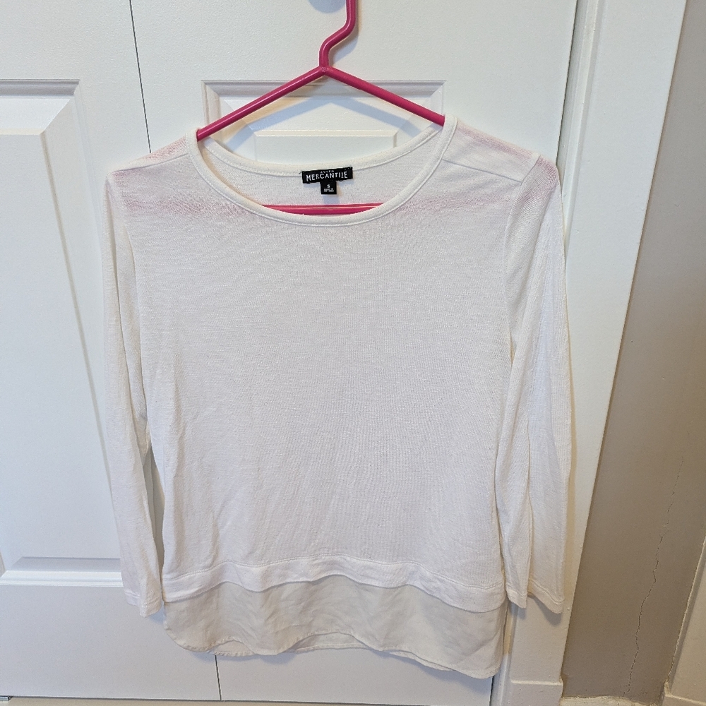 J. Crew Mercantile White Layered Long Sleeve Top
